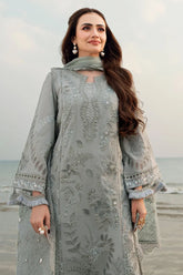 NUREH - 3PC LAWN LASER CUT EMBROIDERED SHIRT WITH MANAAR EMBROIDERED DUPATTA AND TROUSER - HZG2223